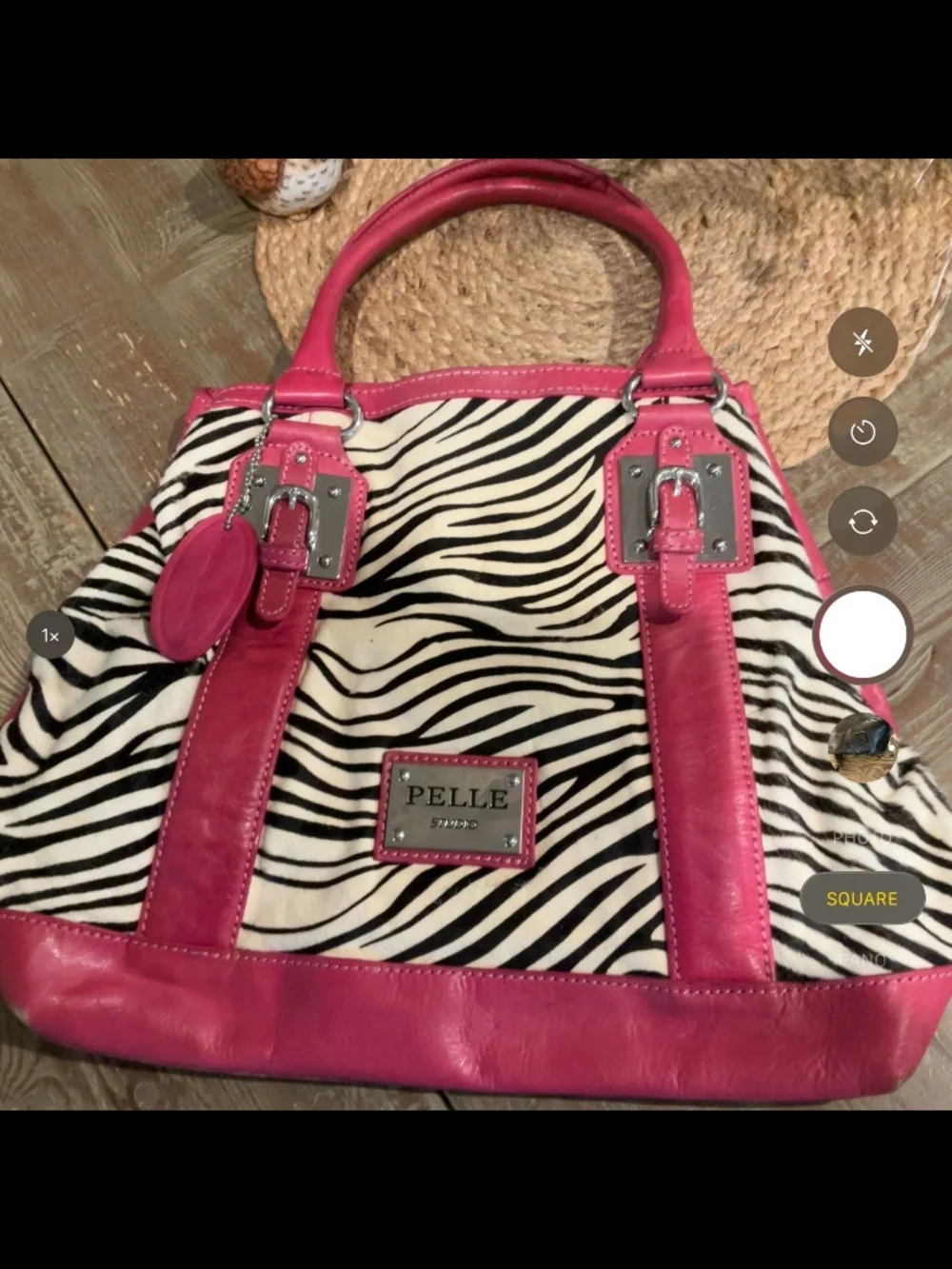 Stunning Pelle Studio Pink Leather & Zebra Calf Hide Purse. EUC